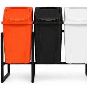 CONJUNTO DE 3 LIXEIRAS BASCULANTES PARA COLETA SELETIVA 60 LITROS